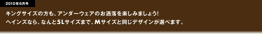 キングサイズの方も、アンダーウェアのお洒落を楽しみましょう！ヘインズなら、なんと5Lサイズまで、Mサイズと同じデザインが選べます。